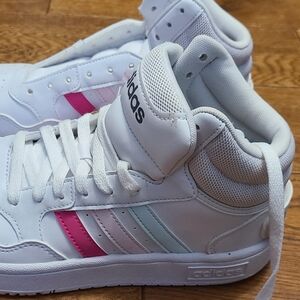 Adidas White and Pink High-Top Sneakers